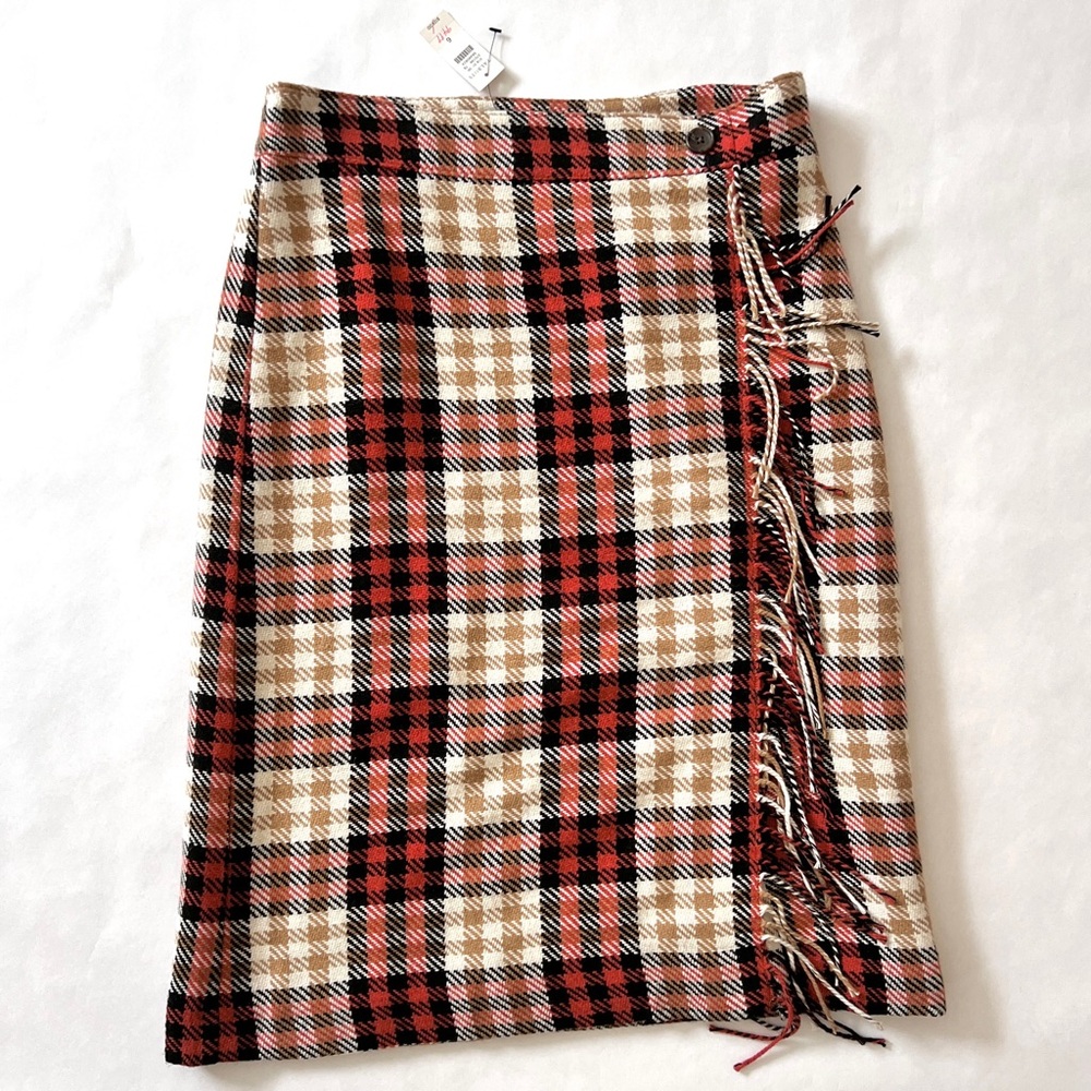 NWT Talbots Plaid Skirt with Fringe - Size 6